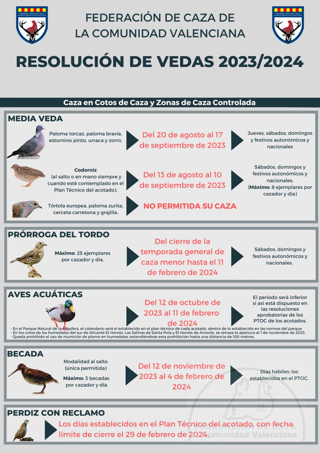 Publicada la Resolución de Vedas para la temporada 2023/2024